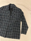 Vintage 90s Black Blue Gray Plaid Blazer | Size XL