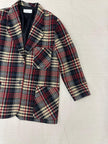 Vintage 90s Red Cream Plaid Blazer | Size Ladies Large