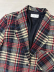 Vintage 90s Red Cream Plaid Blazer | Size Ladies Large
