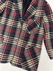 Vintage 90s Red Cream Plaid Blazer | Size Ladies Large