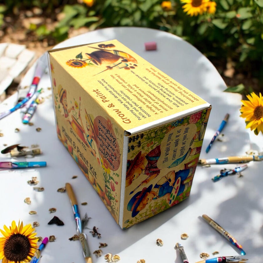 Kit - Paint, Plant & Grow DIY Kit with Clay Pot, Sunflower Seeds, Paint Brush, Paint, Soil