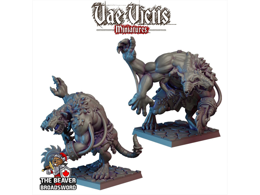 Giant Rat Warband Mini set- Monster, Mutant, Wererat, DnD, Fantasy- High Quality Resin Printed 28mm 32mm Tabletop Miniatures, Tough Figurine