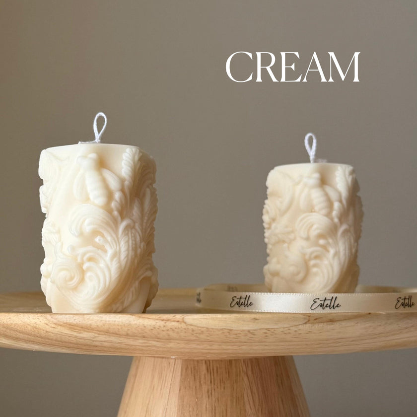 Bees Soy Pillar Candle: Handmade Home Decor Gift