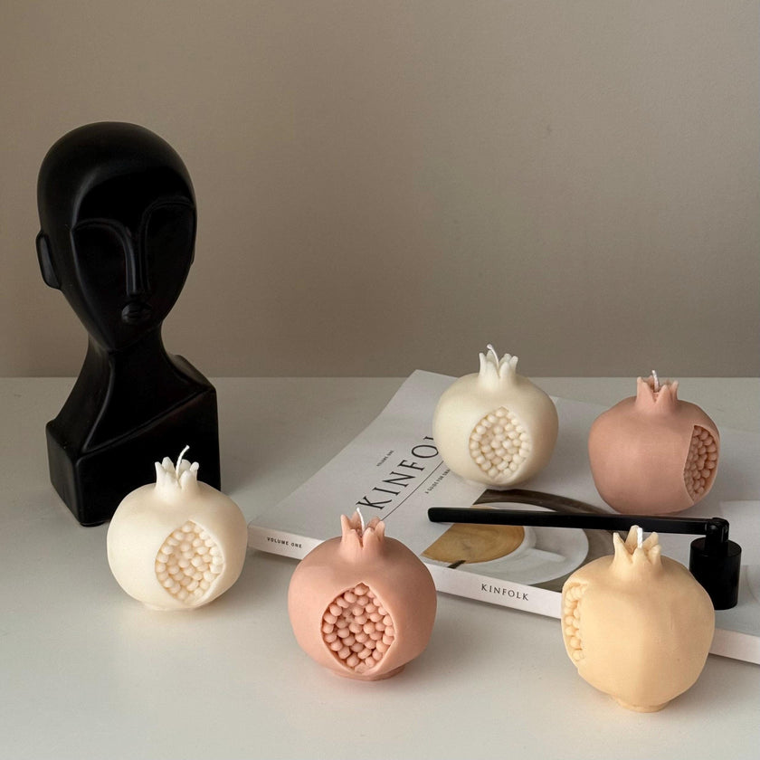 Pomegranate Soy Wax Candle: Vegan Minimalist Decor