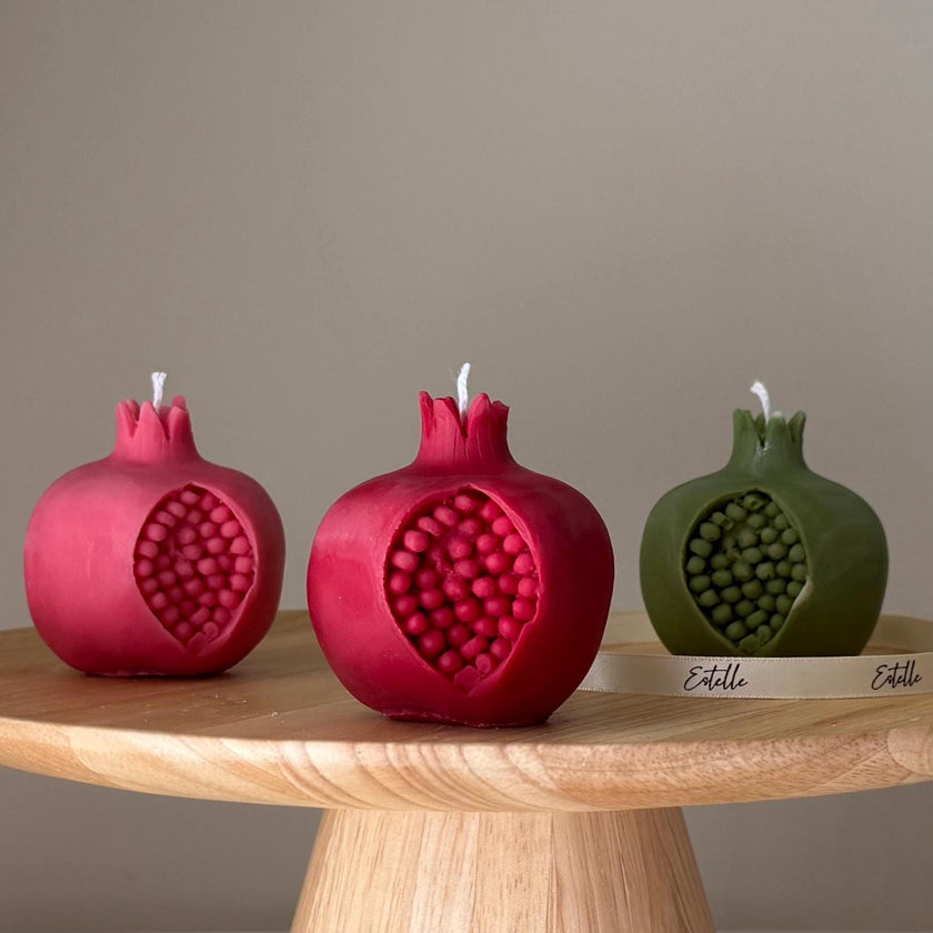 Pomegranate Soy Wax Candle: Vegan Minimalist Decor