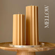 Ribbed Pillar Soy Wax Candle Set: Unscented Decorative Candles