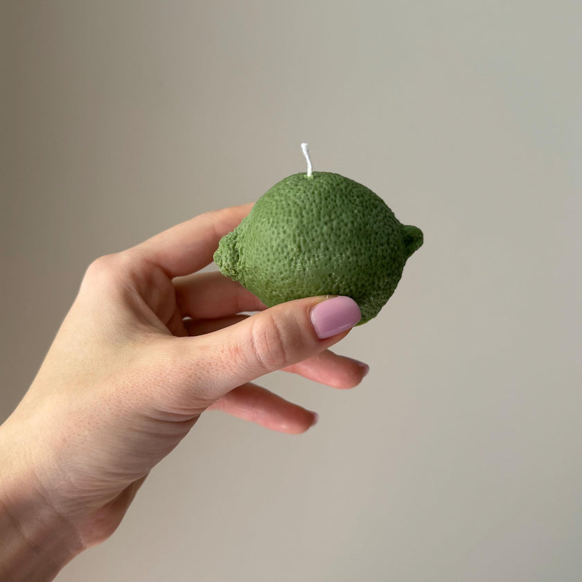 Lime Shaped Candle: Scented Soy Wax, Vegan Pillar Candle