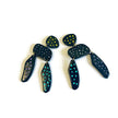 Long Black Statement Earrings with Colorful Polka Dots