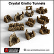 Crystal Tunnels Modular 11pc set | DnD Cave Scatter Terrain Rocks Dungeon Scenery RPG Tabletop Mini Game Tiles 3D Printed TTRPG Grotto