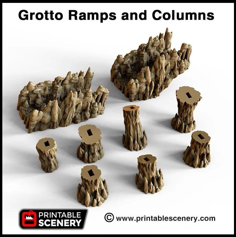 Cavern Ramp | DnD Cave Scatter Terrain Rocks Dungeon Printable Scenery RPG Tabletop Miniature Game Tiles 3D Printed TTRPG Pathfinder