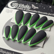 Black and Green Skinny French - Embossed Tips
