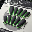 Black and Green Skinny French - Embossed Tips