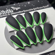 Black and Green Skinny French - Embossed Tips
