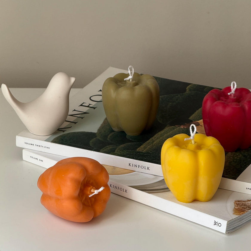 Bell Pepper Candle: Vegan Soy Wax, Minimalist Home Decor