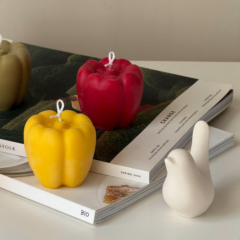 Bell Pepper Candle: Vegan Soy Wax, Minimalist Home Decor
