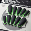 Black and Green Skinny French - Embossed Tips