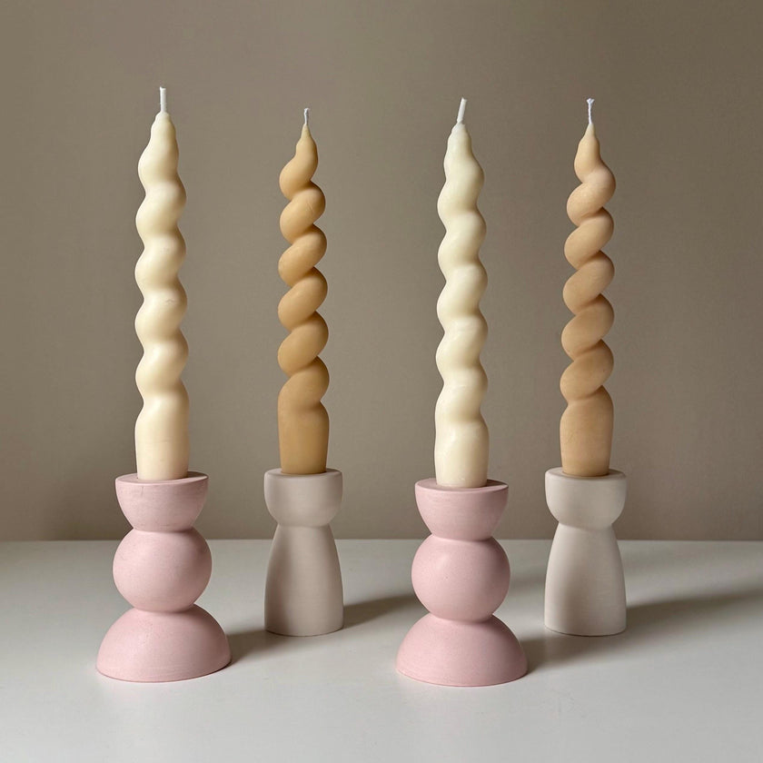 Round Jesmonite Candlestick Holder: Minimalist Table Decor
