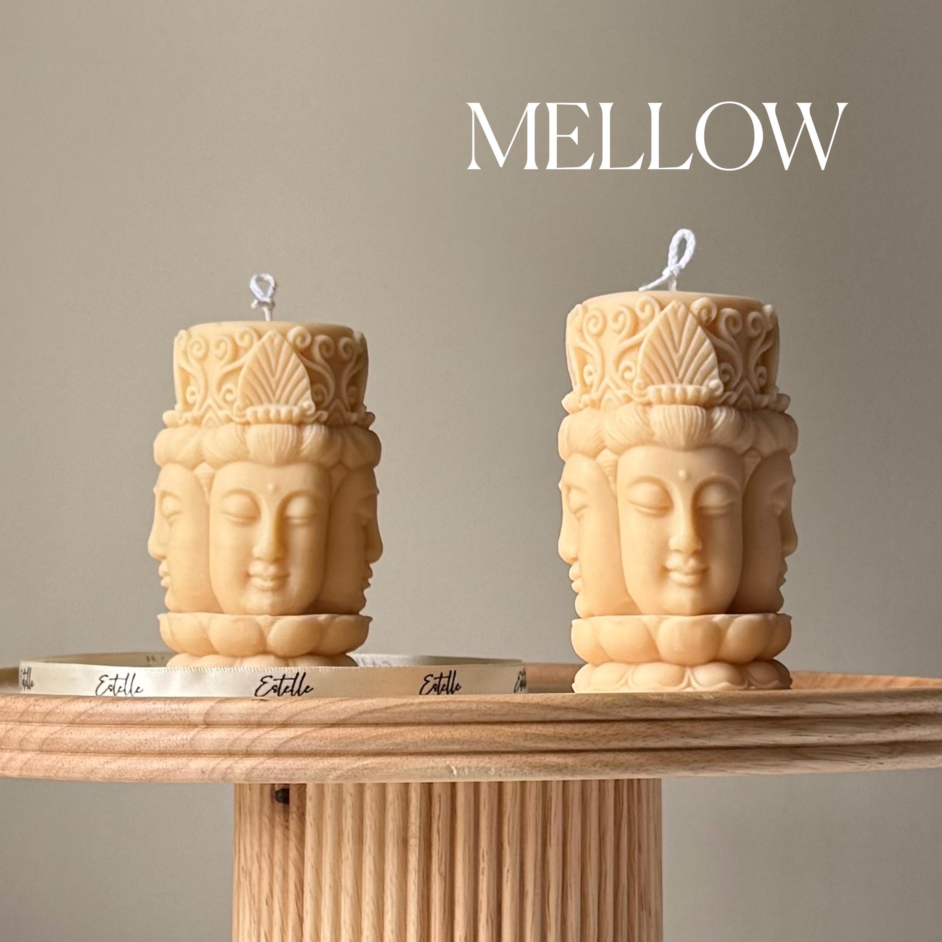 Buddha Face Soy Pillar Candle: Handmade Home Decor