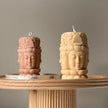 Buddha Face Soy Pillar Candle: Handmade Home Decor