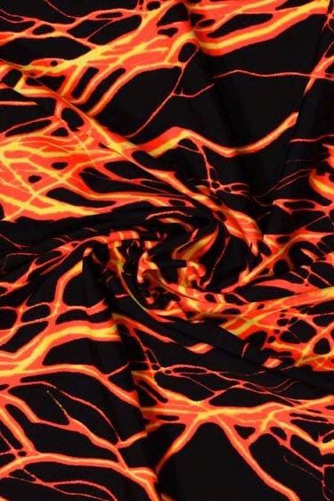 Fire Lava Print Nylon Spandex Fabric: 4-Way Stretch Activewear