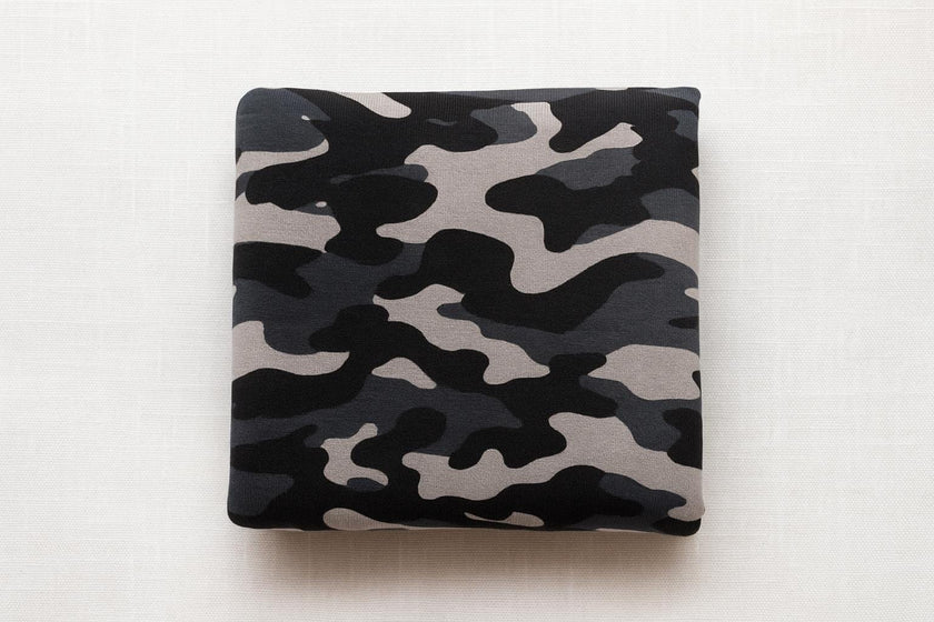 Bamboo Cotton French Terry Knit Fabric: Camo Print - By The Metre