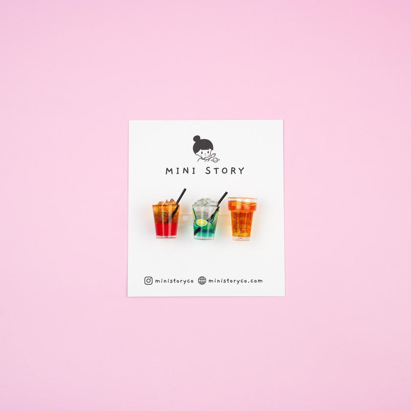 Refreshing Beverage Magnet Set | Iced Coffee, Bubble Tea, Lemon Juice, Soft Drinks, Mocktail Kitchen Decor