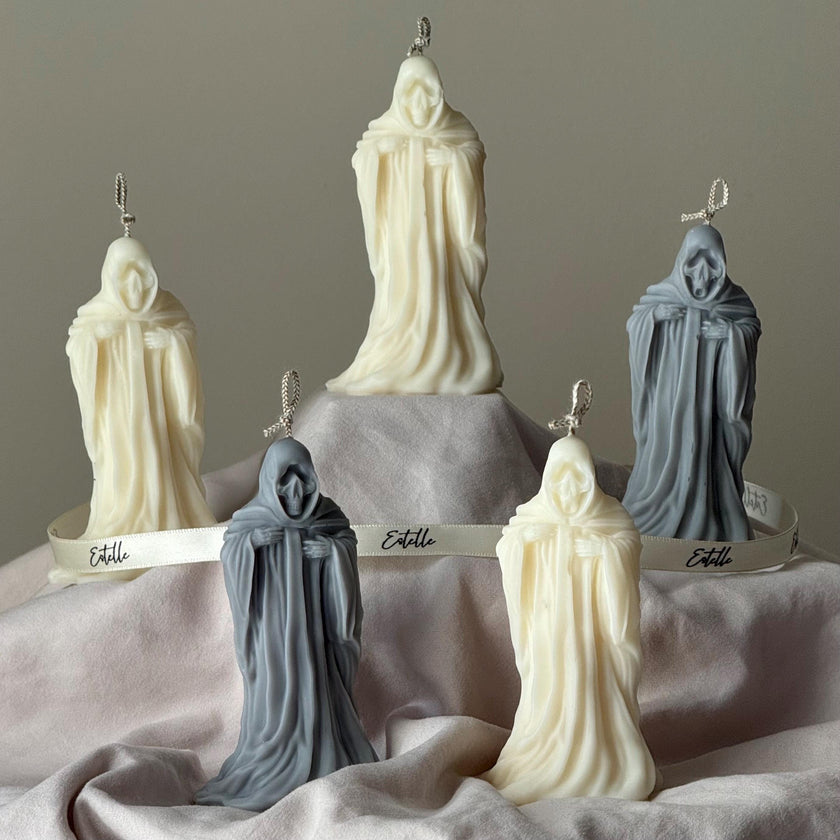 Handmade Ghost Candle: Spooky Halloween Decor, Soy Wax