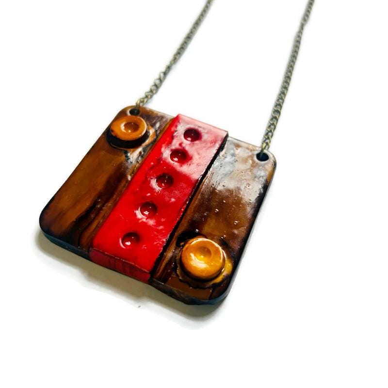 Bold Handmade Polymer Clay Pendant