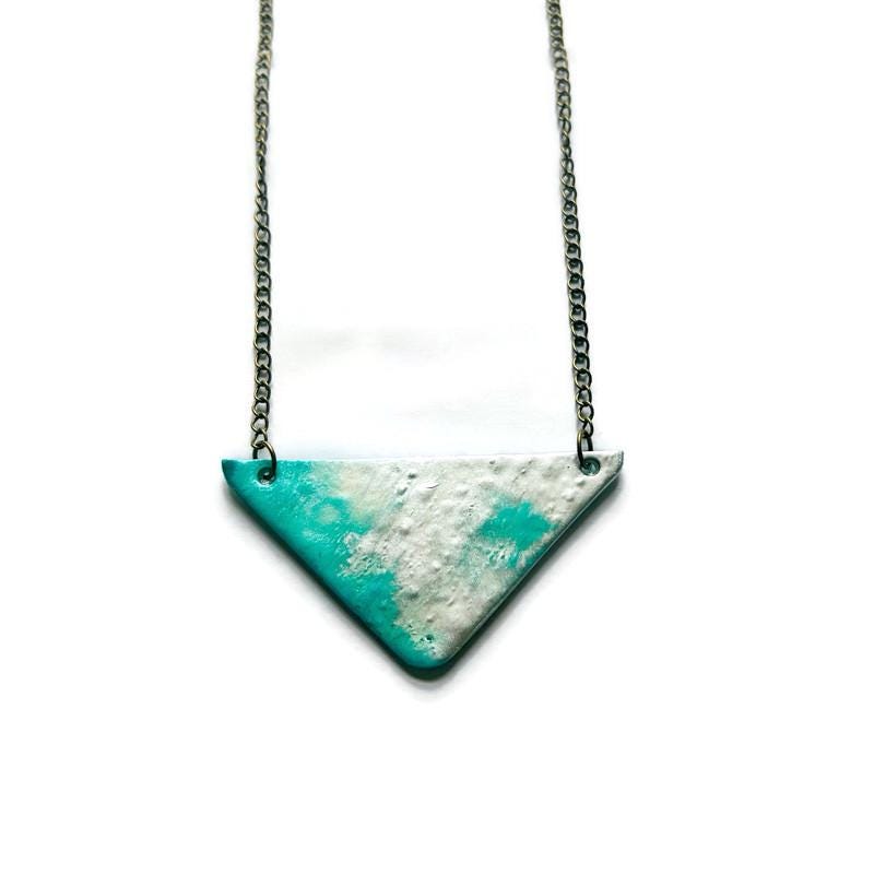 Triangle Jewelry Set in Icy Turquoise Blue and Frosted Silver