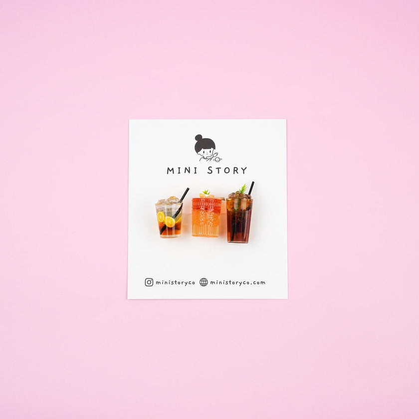Refreshing Beverage Magnet Set | Iced Coffee, Bubble Tea, Lemon Juice, Soft Drinks, Mocktail Kitchen Decor