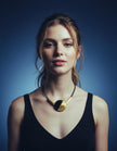 Modern Maximalist Necklace with Clay Bead & Brass Bars