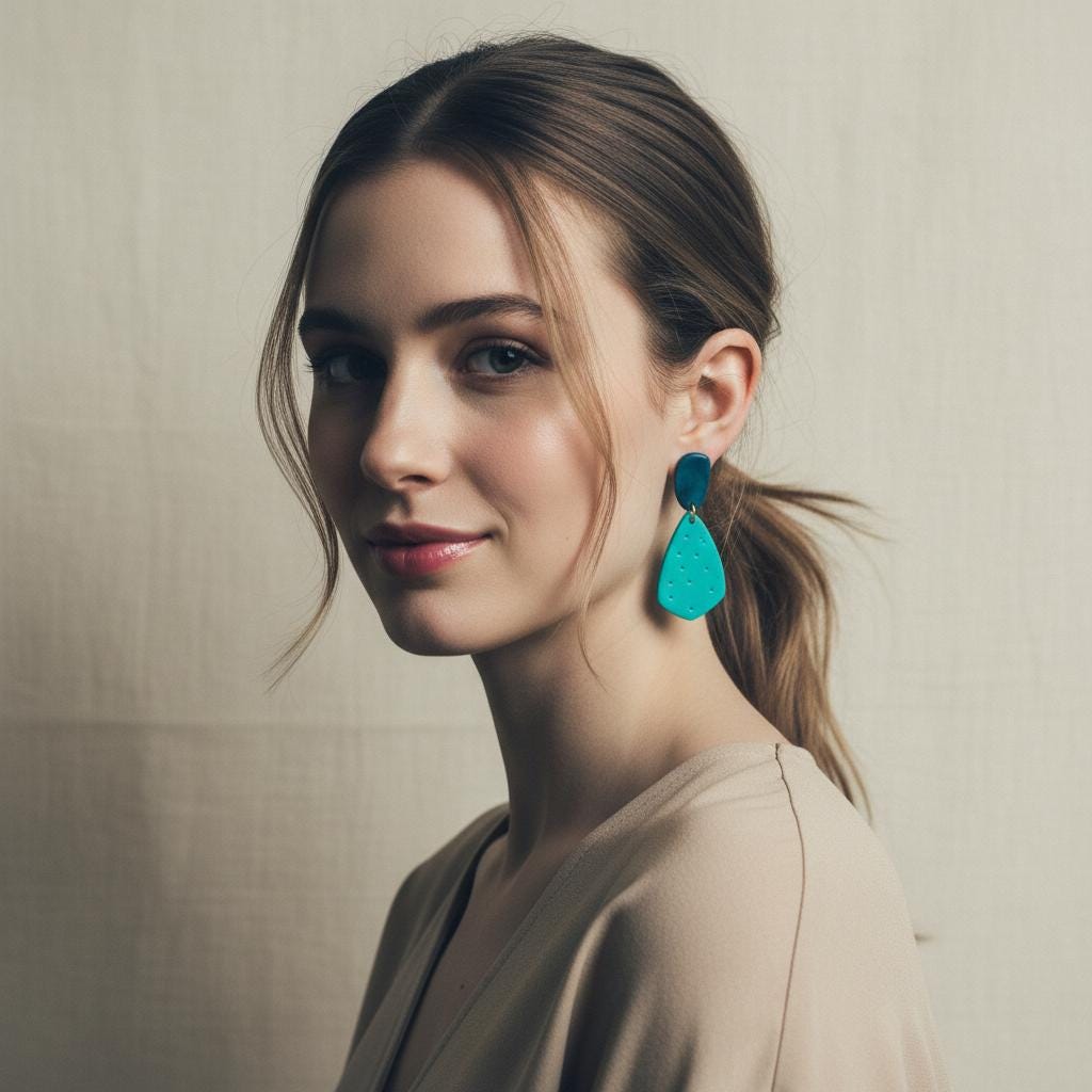 Colorful Teardrop Statement Earrings Handmade, Post or Clip On 