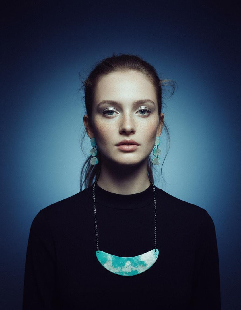 Turquoise and Silver Statement Necklace Handmade