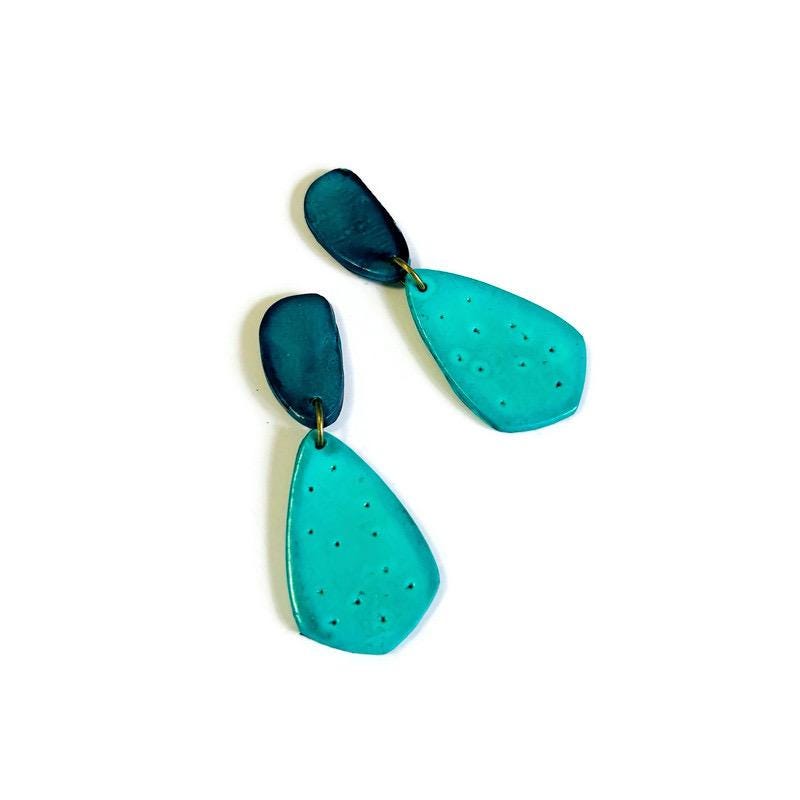 Colorful Teardrop Statement Earrings Handmade, Post or Clip On 