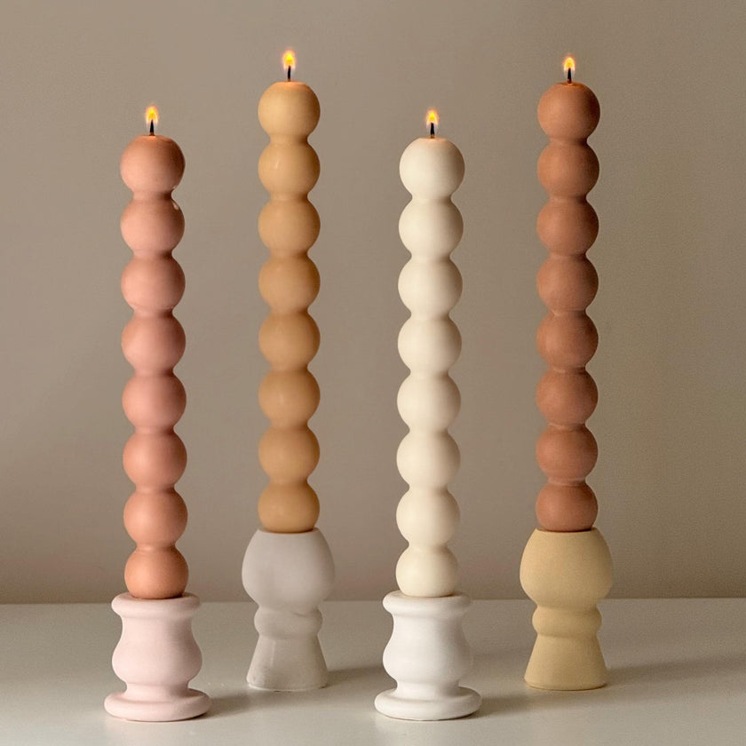 Bubble Column Taper Candle: Handmade Soy Dinner Candle