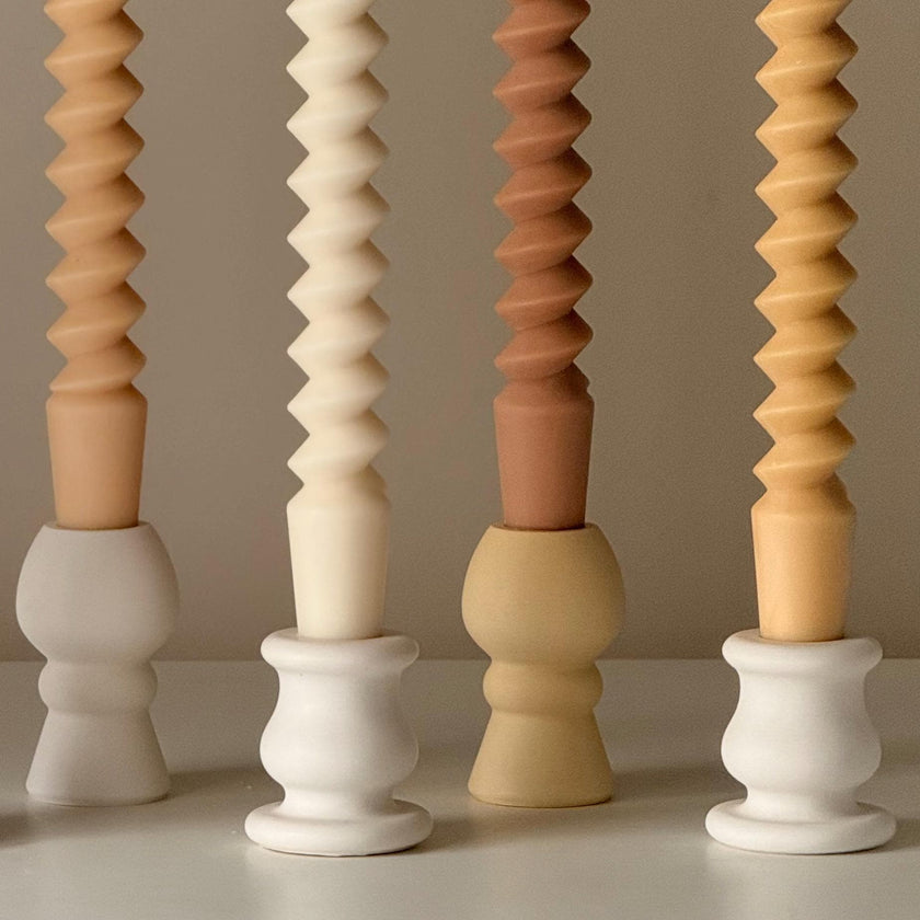 Spiral Column Taper Candle: Handmade Soy Dinner Candle