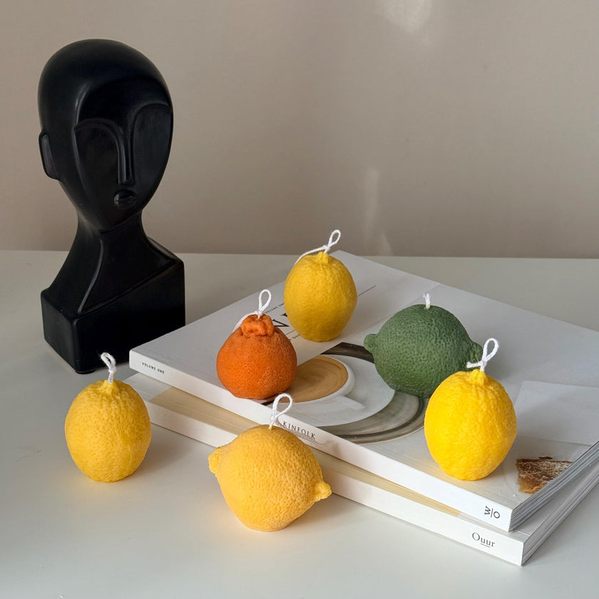 Lemon Shaped Soy Wax Candle: Vegan Minimalist Decor