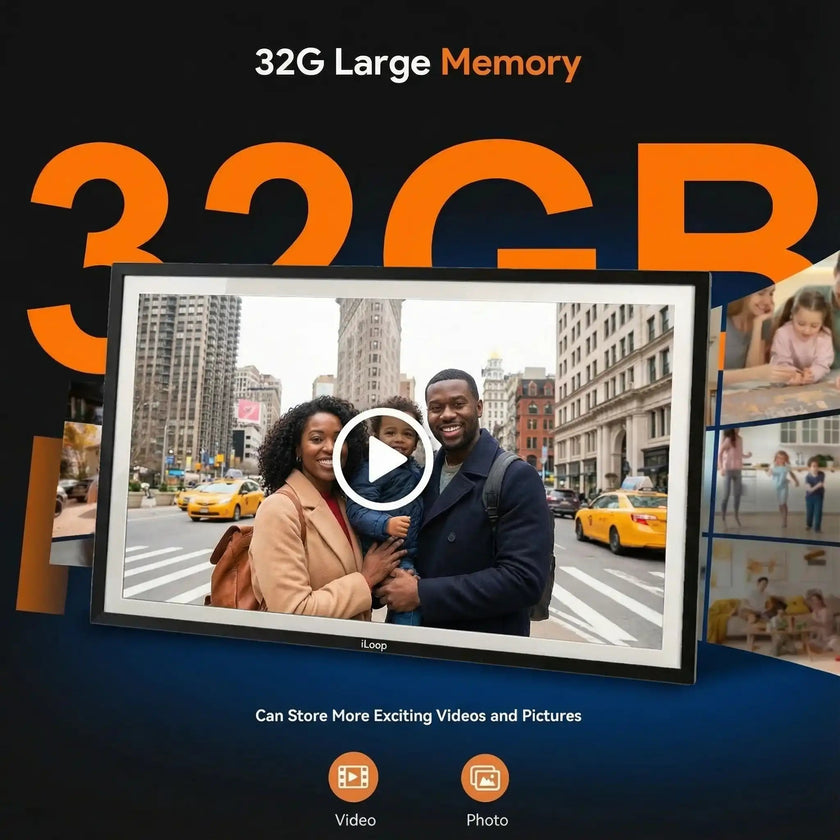 iloop 15.6” Digital Photo Frame | WiFi Touch Screen, 32 GB | Frameo App | Tabletop or Wall-Mounted