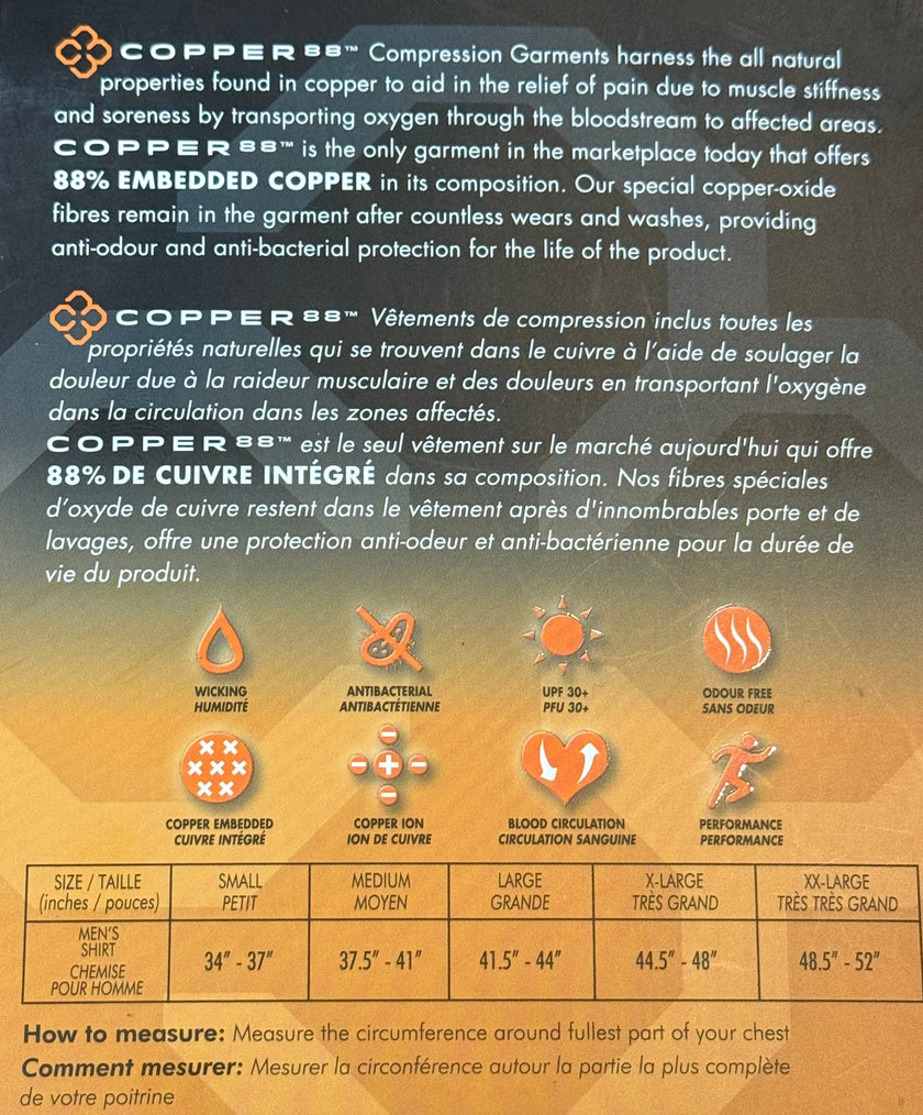 Copper 88 Men's Long Sleeve Compression Shirts Small