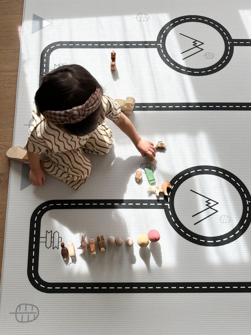 Tapis de jeu pour bébé Little Bot (Tapis Ofie, route de campagne + triangle)