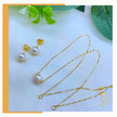 18K Real Gold White Pearl Earrings & Necklace Set (18”)