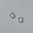 Rectangle Stone Earrings - Silver with White Stone
