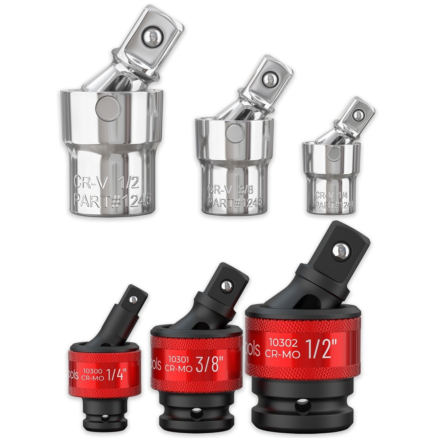 3pc Universal Joint Set, Socket Adapter 1/2