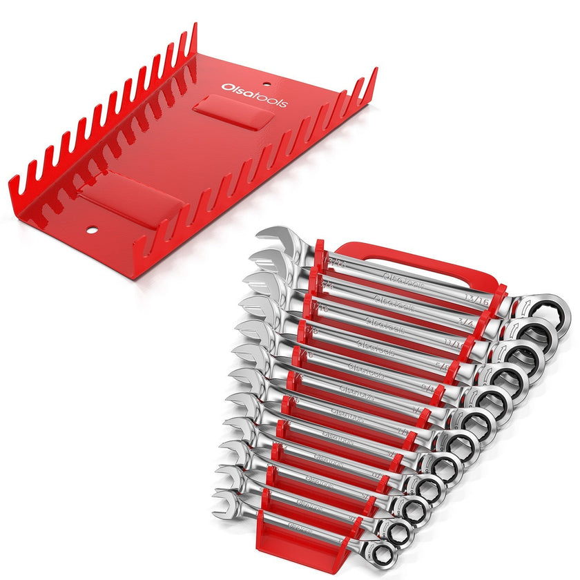 Ratcheting Wrench Set with Magnetic Wrench Organizer