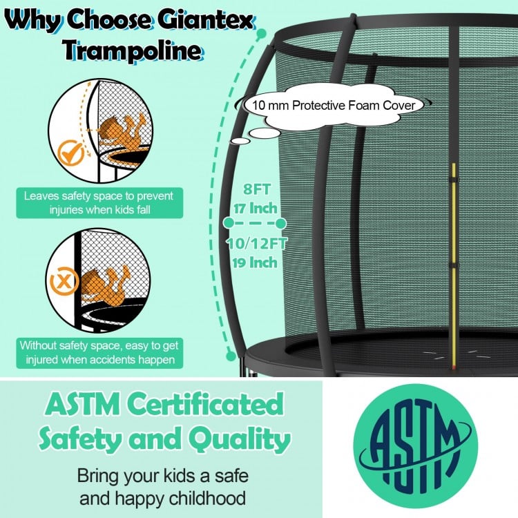 10 Feet ASTM Approved Recreational Trampoline with Ladder