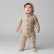 Knit Hoodie Newborn Overall Set