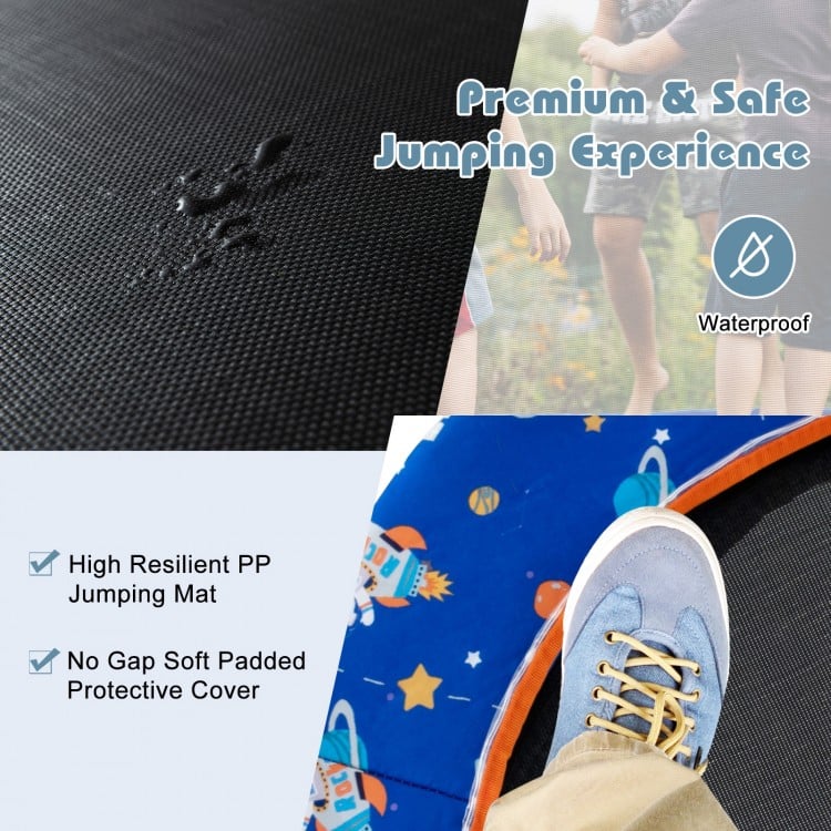 36 Inch Mini Trampoline with Colorful LED Lights and Bluetooth Speaker-Blue