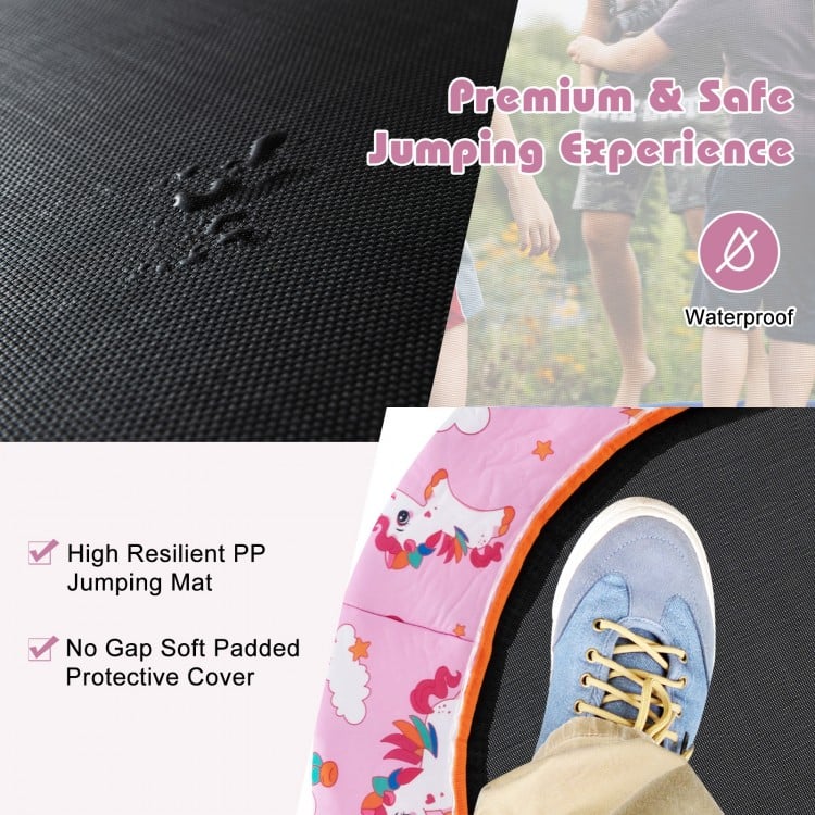 36 Inch Mini Trampoline with Colorful LED Lights and Bluetooth Speaker-Pink