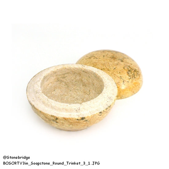 Soapstone Trinket Box - Round Top Varnished 3