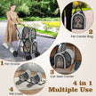 4-in-1 Double Pet Stroller with Detachable Carrier and Travel Carriage-Gray